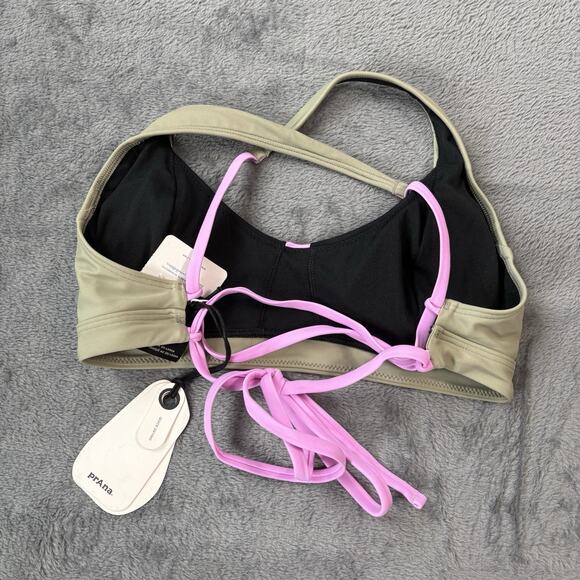 Prana Womens Swim XS Bikini Top Tulum Black Color Block UPF 50+ Lined New - Picture 6 of 7